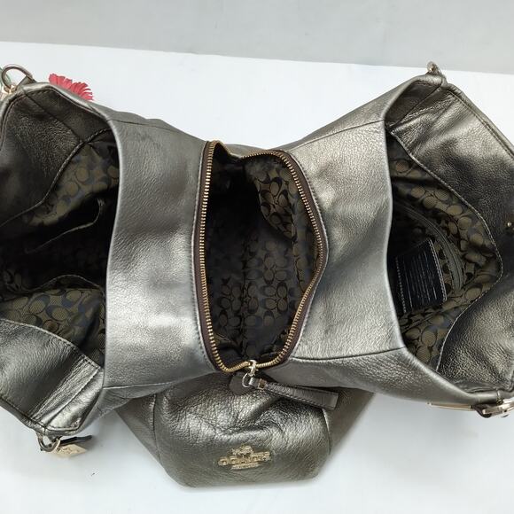 Coach Madison Phoebe Gray Leather 3 Compartments Shoulder Bag - Picture 10 of 16